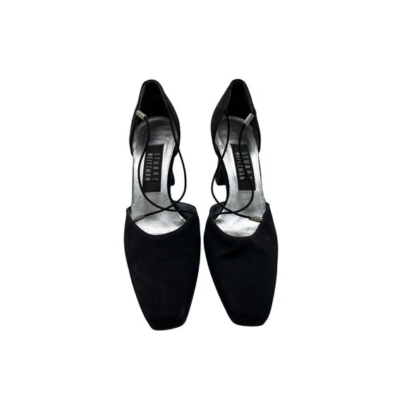 Stuart Weitzman 5B Black Suede Heels Womens Size 5 Elegant Square Toe Straps - Picture 3 of 10